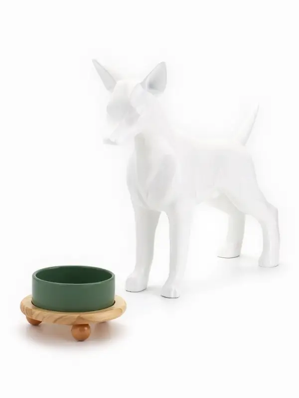 Миска, 300 мл, 13&times;5 см, на подставке, керамика, серо-зелёная