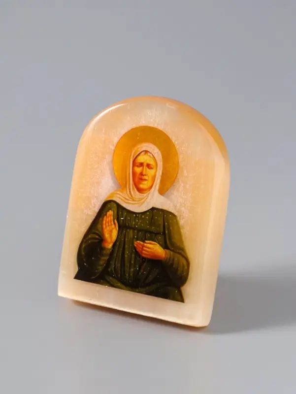 Икона Матрона, 6х5 см, селенит