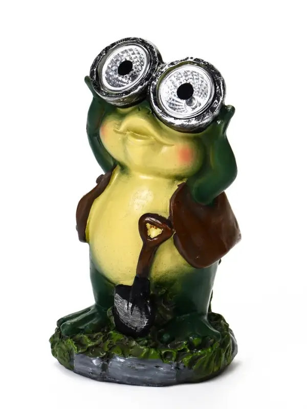 Садовая фигура - фонарь из полистоуна &laquo;Лягушонок с биноклем&raquo;, 8&times;7&times;15 см