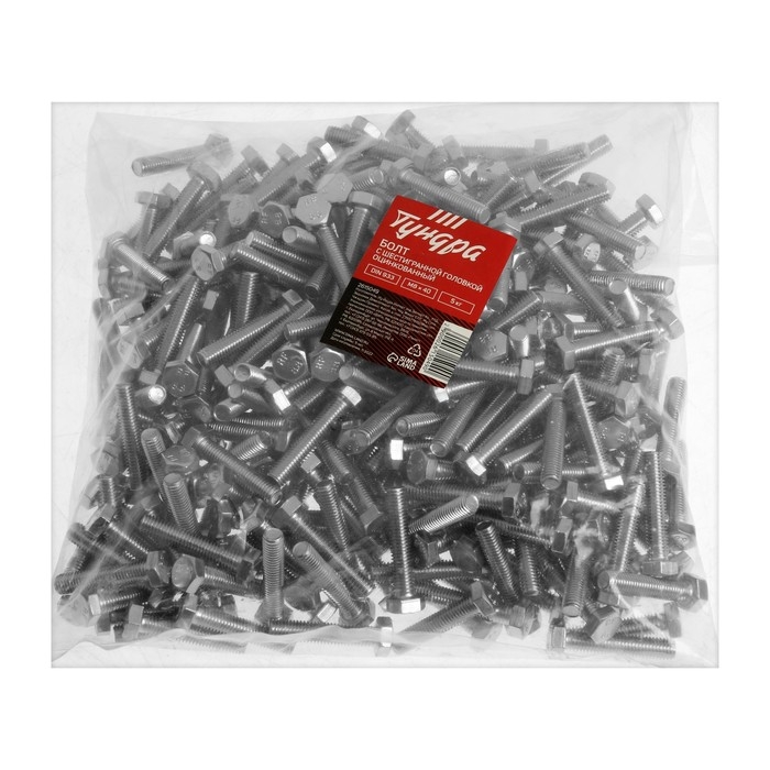 Болт ТУНДРА, оцинкованный, DIN 933, класс прочности 8.8, М8х40 мм, 5 кг Болт ТУНДРА, оцинкованный, DIN 933, класс прочности 8.8, М8х40 мм, 5 кг