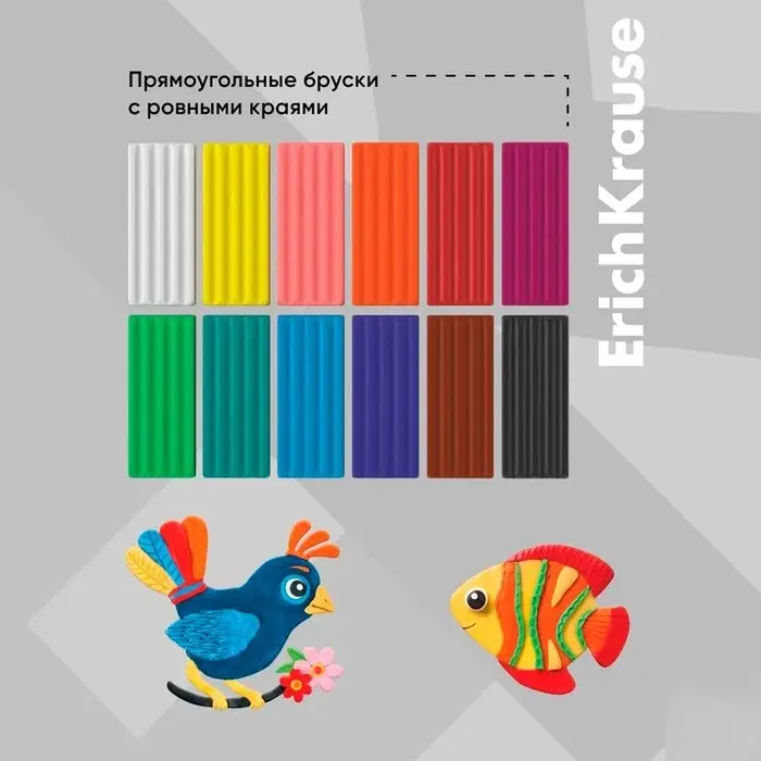 Пластилин ErichKrause Basic,12 цветов, 192 г, в картонной упаковке
