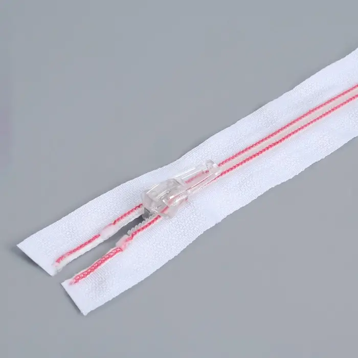 Молния «Спираль», №5, разъёмная, замок автомат, 50 см, белая, розовая Молния «Спираль», №5, разъёмная, замок автомат, 50 см, белая, розовая