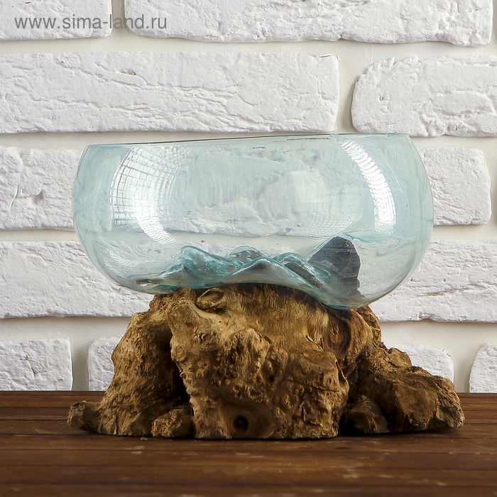 Вазон стекло на дереве  Вазон стекло на дереве "Забота" 20х25х25 см, МИКС