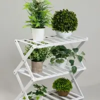 Подставка для цветов Greengo, 3 полки, 50&times;25&times;46 см, напольная, бамбук, белая