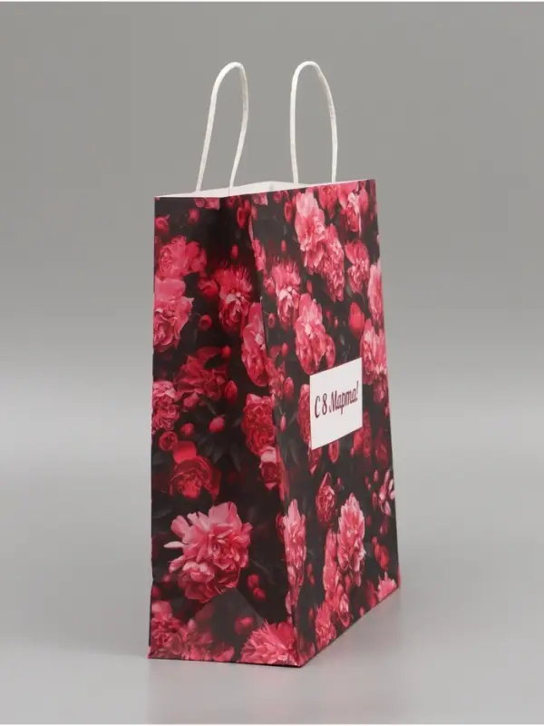 Пакет подарочный крафт &laquo;С 8 Марта&raquo; 25&times;12&times;32 См