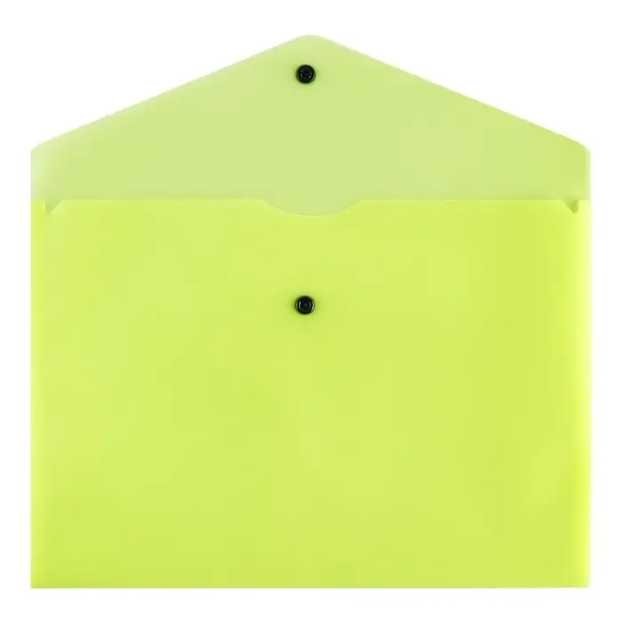 Папка-конверт на кнопке А4, 180 мкм, Calligrata Neon, полупрозрачная, неон желтый