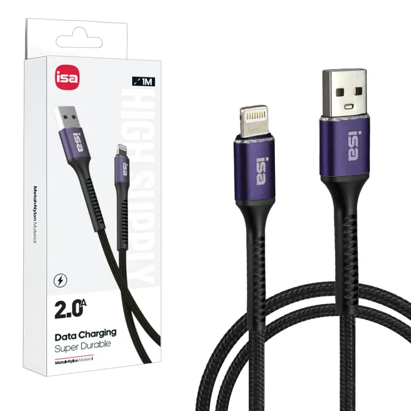 Кабель BX-6 USB на Lightning 1m 2A ISA черно-фиолетовый Кабель BX-6 USB на Lightning 1m 2A ISA черно-фиолетовый