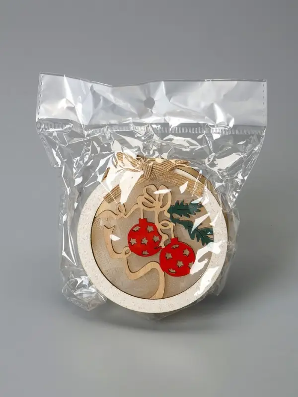 Ёлочная игрушка &laquo;Шар с веткой&raquo;, 10&times;10&times;2 см, от батареек, свечение тёплое белое