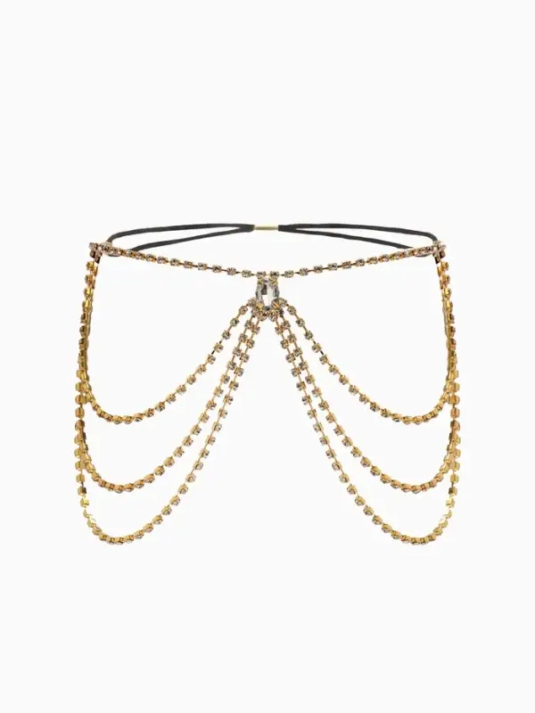 Бодичейн на бедро со стразами &laquo;Шахерезада&raquo;, белая в золоте