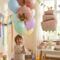 Воздушные шары "Розовый тортик" фольга, латекс, набор 12 штук