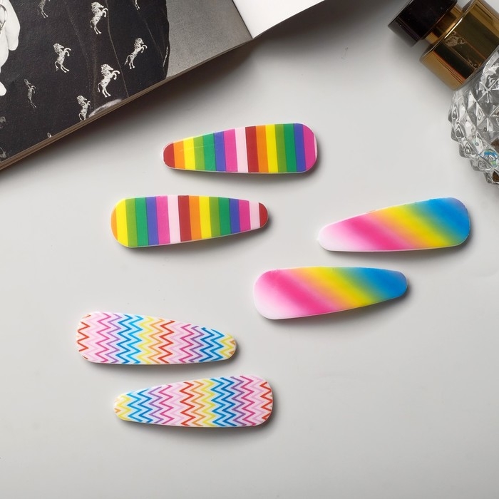 Невидимка для волос  Невидимка для волос "Герти" (набор 6 шт) лето переливы, 5,5 см