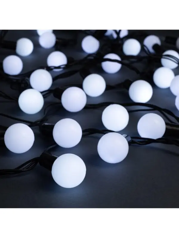 Гирлянда &laquo;Нить&raquo; 10 м с насадками &laquo;Шарики 2.5 см&raquo;, IP44, тёмная нить, 100 LED, свечение белое, 8 режимов, 220 В
