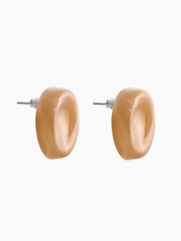 Серьги пластик "Леденец" круг 2 см с разводами белыми, цвет коричнеый