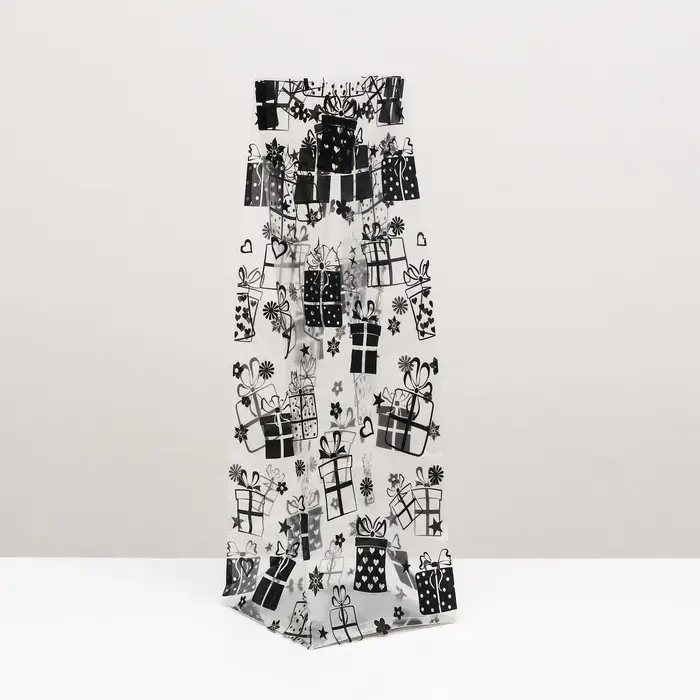 Пакет подарочный новогодний с жёстким дном 14×14×45 Серебристый «Подарки» Пакет подарочный новогодний с жёстким дном 14×14×45 Серебристый «Подарки»