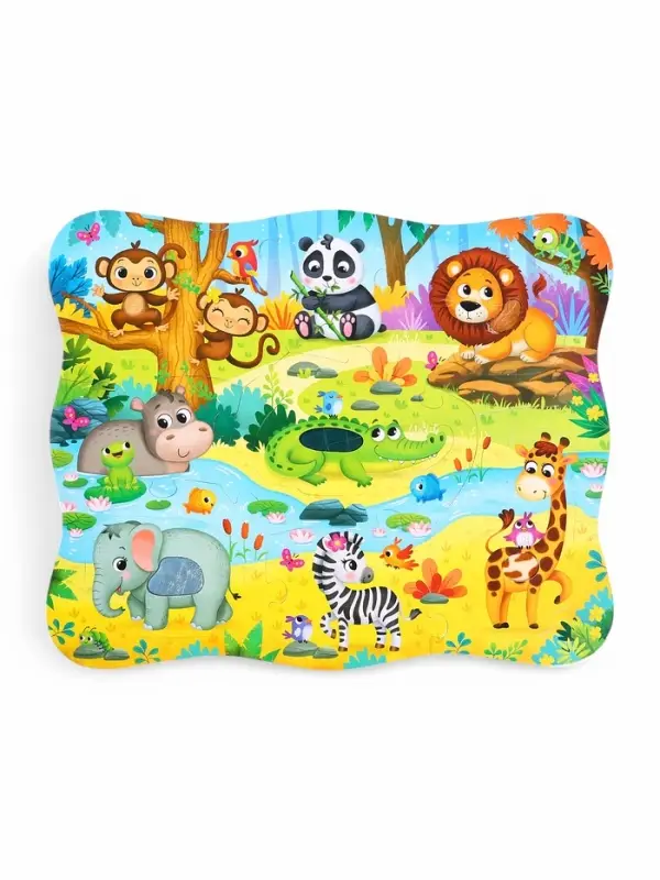 Пазлы с тактильными вставками &laquo;Зверята джунглей&raquo;, 13 деталей