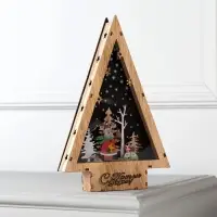 Светодиодная фигура &laquo;Новогодний олень&raquo; 19&times;30&times;4.5 см, дерево, от батареек АААх2, свечение тёплое белое