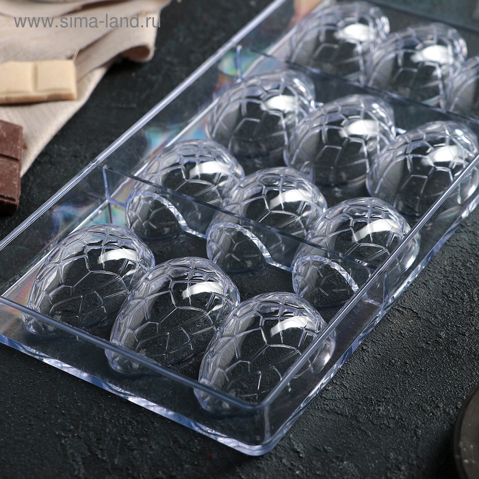 Форма для конфет и шоколада KONFINETTA «Шоколадное яйцо», 27,5×13,5 см, 12 ячеек 3,6×5,7×1,5 см, цвет прозрачный