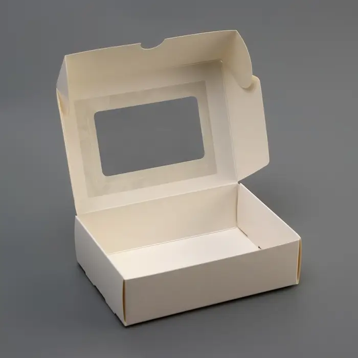Коробка складная, с окном, белый, 14×10×4 см