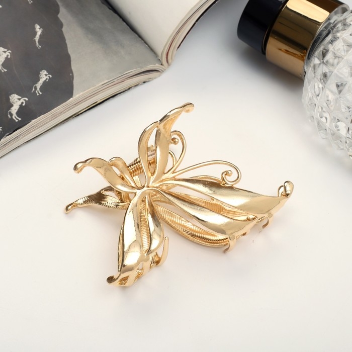 Краб для волос Краб для волос "Анисия" бабочка, 6,5 см, золото