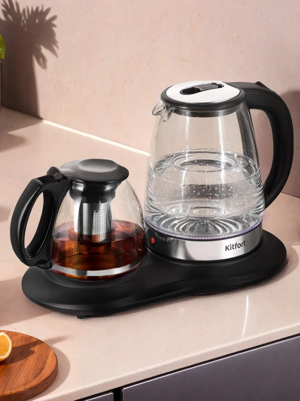 Чайный набор стеклянный чайник, заварник КТ-6733 2 л+1,2 л Чайный набор стеклянный чайник, заварник КТ-6733 2 л+1,2 л