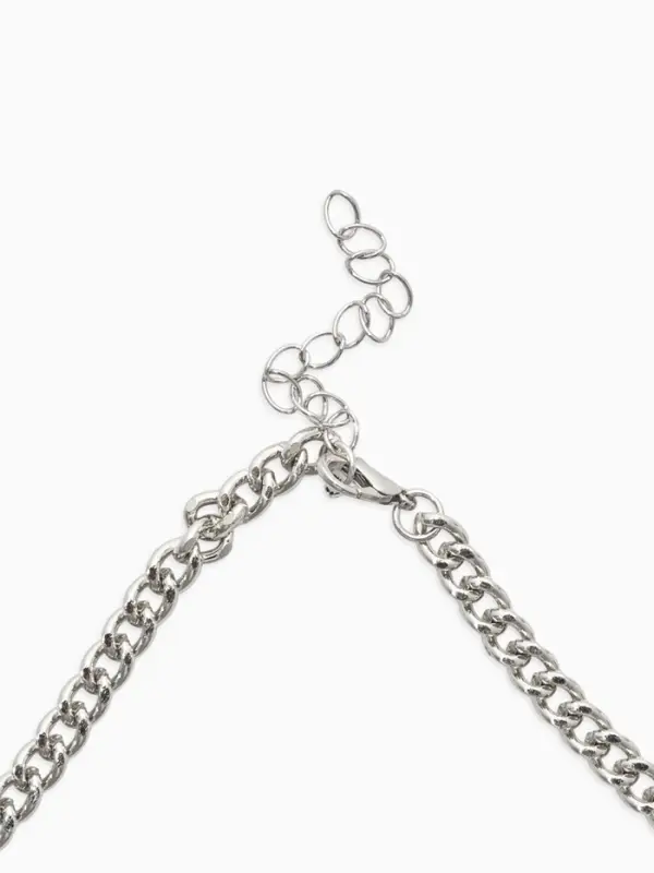 Колье &laquo;Сердце&raquo; керамика, на цепочке с жемчугом, цвет белый в серебре, L=35+7см