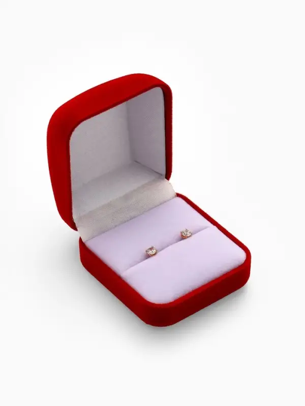 Футляр под кольцо, серьги &laquo;Классический&raquo;, бархатный, 5&times;5.5 см, красный