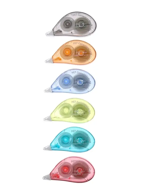 Корректор-лента, набор 6 штук, 8 м&times;5 мм, в пакете, МИКС