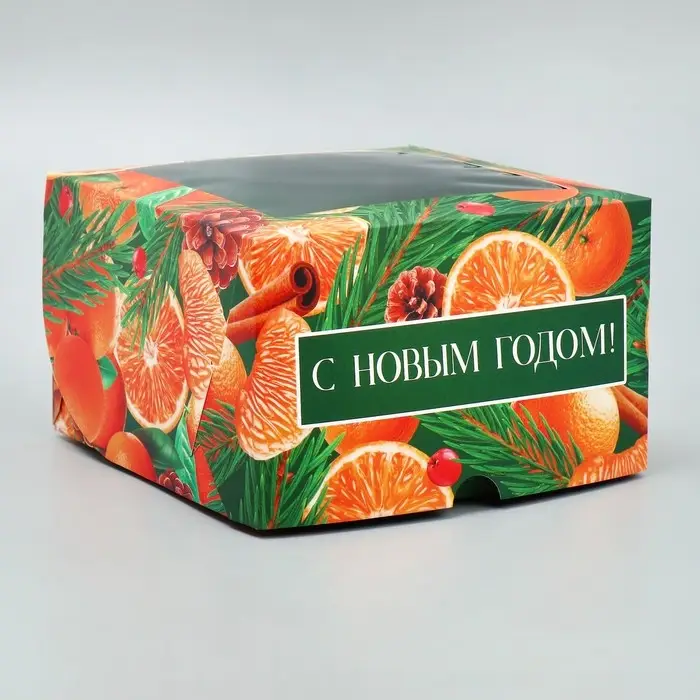 Коробка для капкейков складная с двусторонним нанесением «Апельсины», 16 х 16 х 10 см Коробка для капкейков складная с двусторонним нанесением «Апельсины», 16 х 16 х 10 см