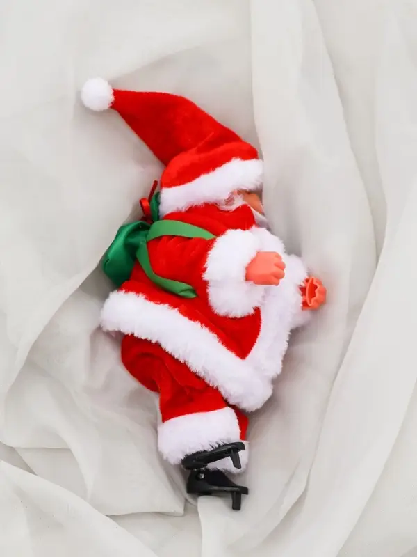 Дед Мороз "С мешком, на лестнице" 20х9 см, 65 см, движение, музыка, красный