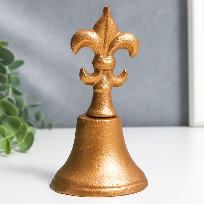 Колокол сувенирный чугун  Колокол сувенирный чугун "Геральдическая лилия" золото 13х7х7 см