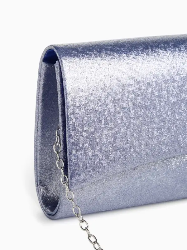 Сумка-клатч женская вечерняя на магните, на цепочке, мерцающая, синяя