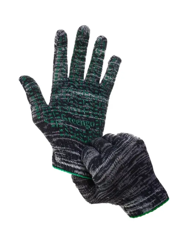 Перчатки рабочие, хб, вязка 10 класс, 5 нитей, размер 9, с ПВХ точками, серые, Greengo