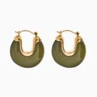 Серьги акрил "Стиль" подкова, цвет зелёный в золоте