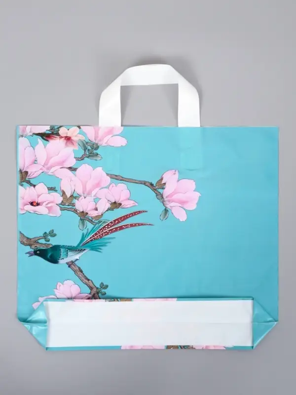 Пакет с петлевой ручкой "Сакура" 35 х 30 х 8, см, 60 мкм