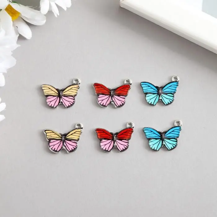 Декор для творчества металл Декор для творчества металл "Яркая бабочка" эмаль МИКС 1,4х1,9 см