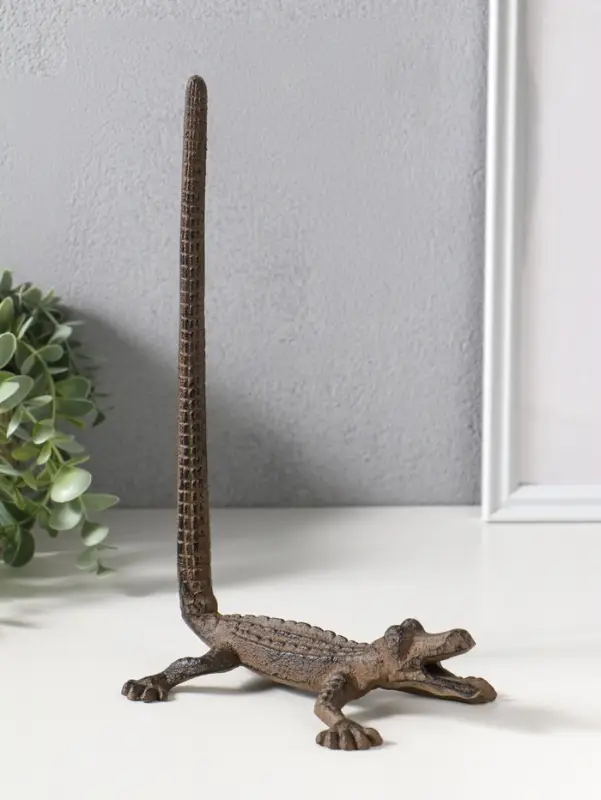 Сувенир чугун держатель для бумажных полотенец "Крокодил" 20х12х28,2 см