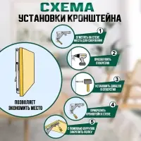 Кронштейн складной для столов и полок ТУНДРА, 2 шт., длина 300 мм, сталь, белый