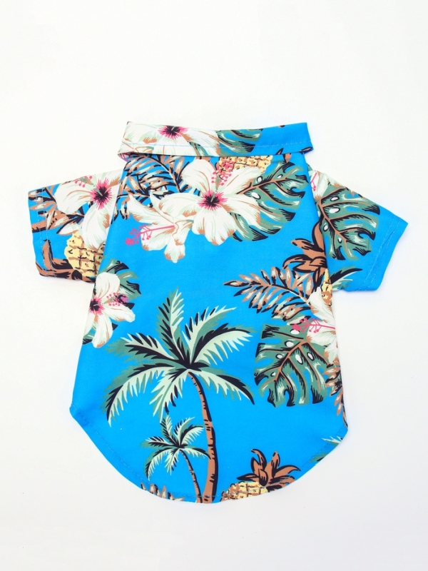 Рубашка для собак  Рубашка для собак "Тропики", L (ДС 28, ОГ 36, ОШ 26 см),голубая