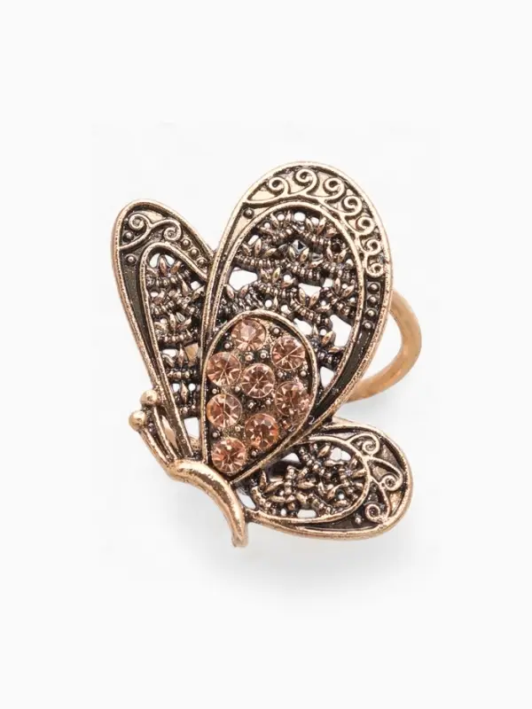 Кольцо для платка &laquo;Бабочка&raquo;, цвет золото в черненом золоте