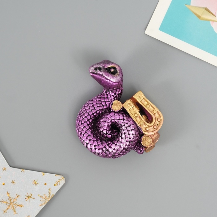 Магнит полистоун  Магнит полистоун "Змейка с богатством" МИКС 6х1,5х5 см