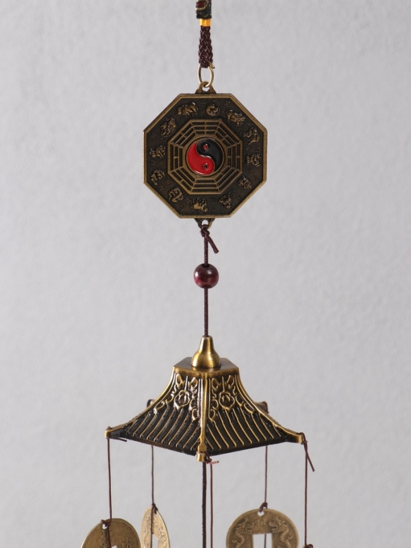 Музыка ветра металл от сглаза "Инь-Ян" 5 колокольчиков h=60см