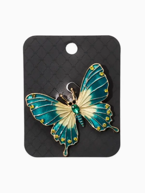 Брошь "Бабочка яркая", цвет зелёный в золоте