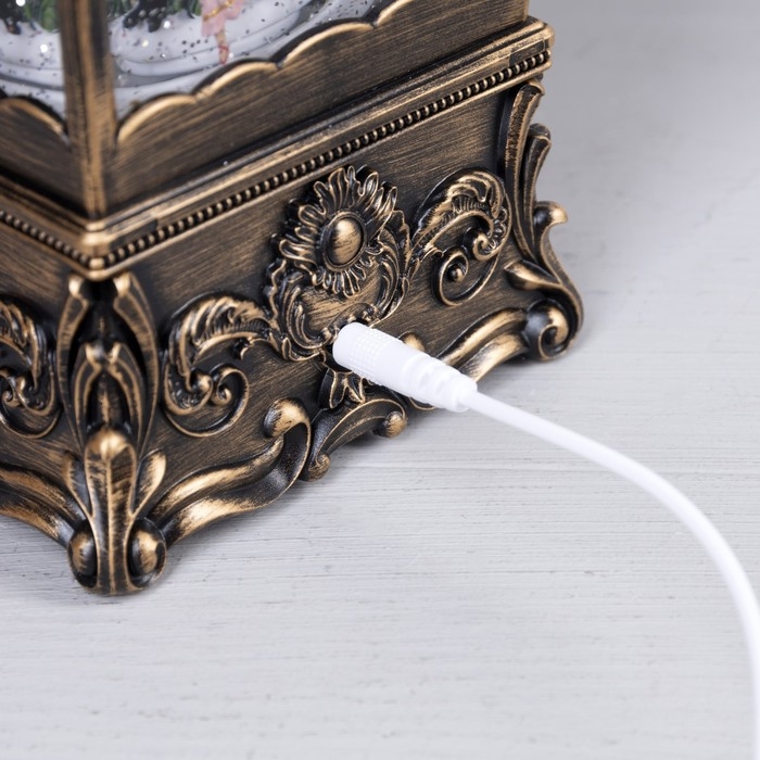 Светодиодная фигура «Фонарь с щелкунчиком» 13.5 × 28.5 × 13.5 см, пластик, батарейки ААх3 (не в комплекте), USB, свечение тёплое белое