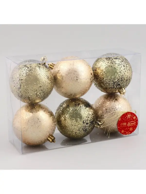 Ёлочные игрушки &laquo;Мэдисон&raquo;, шары новогодние, d=8 см, набор 6 шт., чёрный/золотистый