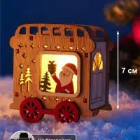 Ёлочная игрушка &laquo;Вагончик&raquo; 7.5&times;7 см, подвеска, от батареек AG10&times;3, свечение тёплое белое