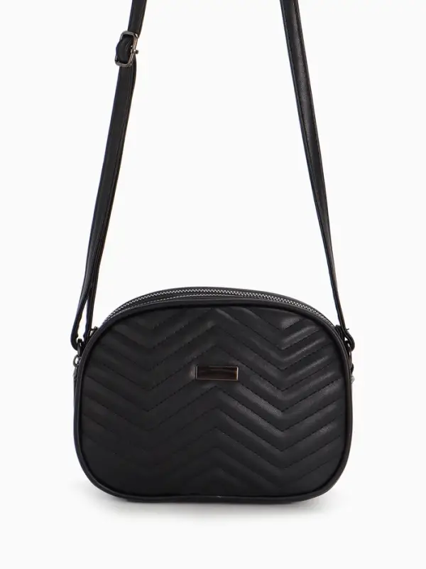 Сумка женская кросс-боди на молнии, 19&times;7&times;15 см, чёрная