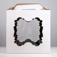 Коробка под торт, 2 окна, белая, 30&times;30&times;30 см