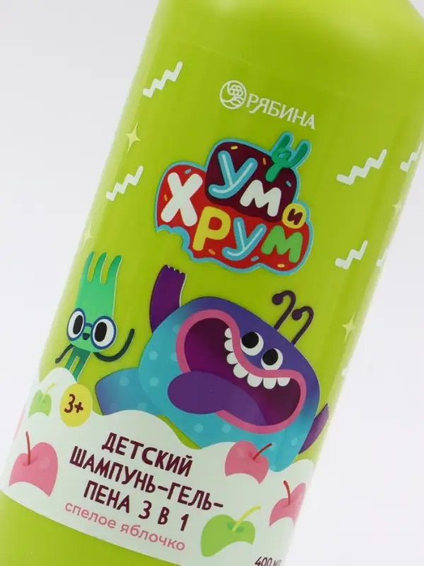 Детский шампунь-гель-пена 3в1, 400 мл, аромат спелое яблочко, Ум и Хрум