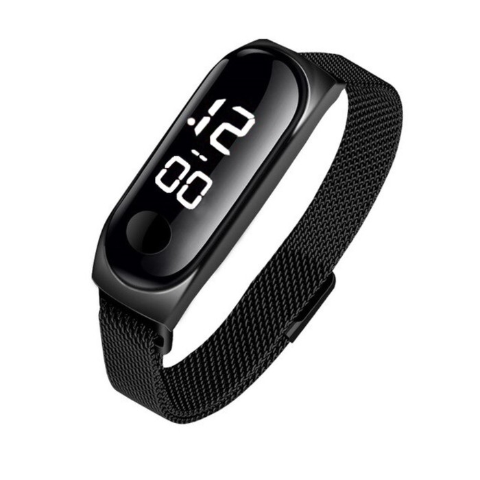 Часы наручные электронные, магнитный браслет, черные Часы наручные электронные, магнитный браслет, черные