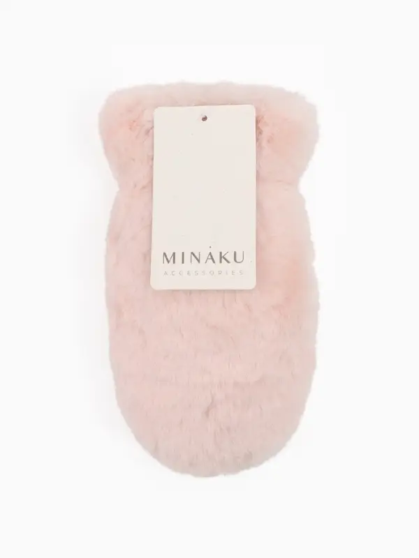Варежки подросковые MINAKU, пушистые, 20 см цв.розовый